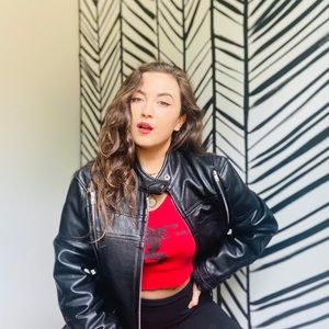 XL vintage real leather jacket, jet black 🖤